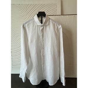 Spada Men’s Linen Dress Shirt White Size 16.5/42 Long Sleeve Lightweight